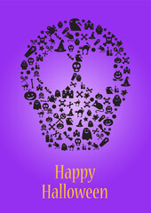 Halloween invitation or poster for sale with skull