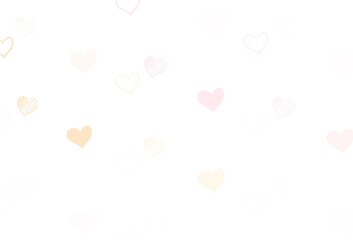Light Red, Yellow vector template with doodle hearts.