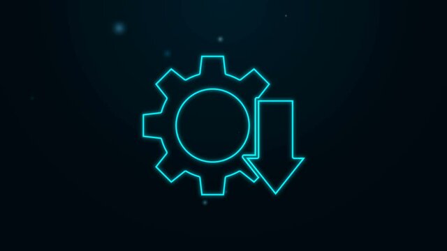 Glowing neon line Cost reduction icon isolated on black background. 4K Video motion graphic animation