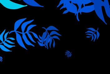 Fototapeta na wymiar Dark BLUE vector abstract backdrop with leaves.
