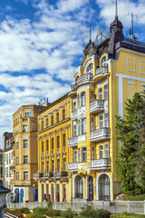 Street in Marianske Lazne city center, Czech republic