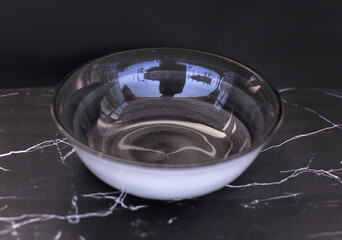 black bowl on marble background
