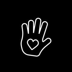 Obraz premium Heart in palm line icon.