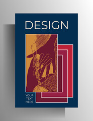 Naklejka na ściany i meble Cover design template for book, brochure, booklet, catalog, poster. Hand-drawn color vector illustration.
