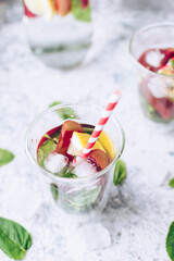 Summer refreshing drink with rhubarb