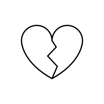 Icono de coraz&oacute;n roto. Concepto de desamor, desilusi&oacute;n, decepci&oacute;n. Ilustraci&oacute;n vectorial estilo l&iacute;nea aislada en fondo blanco