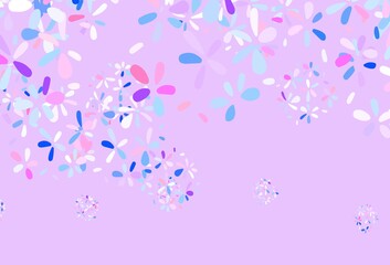 Light Blue, Red vector doodle pattern with leaves.