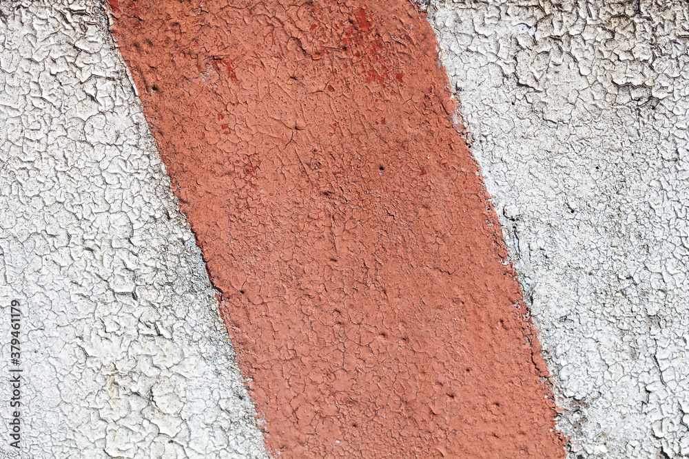 Poster gray stone textured wall with red stripe. background for design