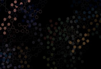 Dark Pink, Yellow vector backdrop with artificial intelligence data.