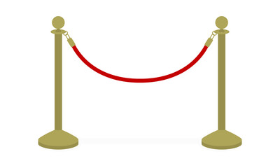 Fence posts with rope on a white background