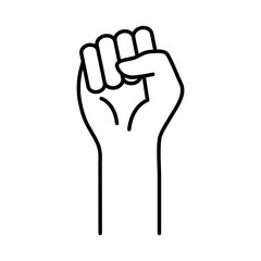 raised fist hand line style icon design, Manifestation human rights and protest theme Vector illustration