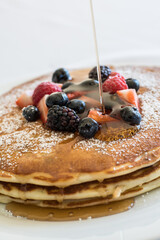 stack of pancakes with blueberries