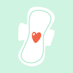 Sanitary pad icon isolated on a turquoise background. Vector illustration.