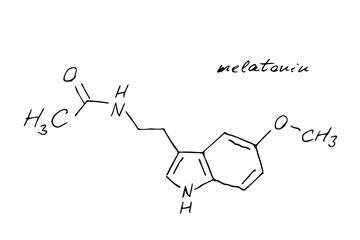 Melatonin Chemistry Molecule Formula Hand Drawn Imitation