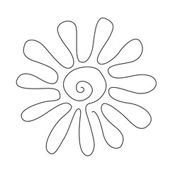 One Line Drawing Fern Leaf Twig. Minimal One Line Drawing