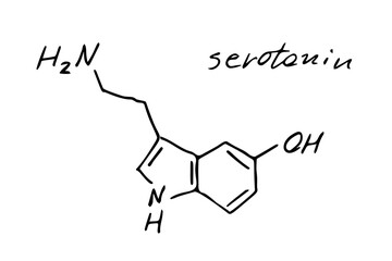 Serotonin Chemistry Molecule Formula Hand Drawn Imitation