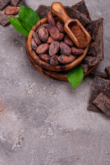 Natural cocoa powder, cocoa beans and chocolate
