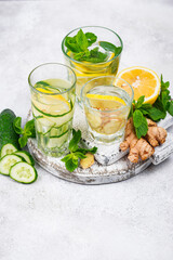 Set of various healthy detox water