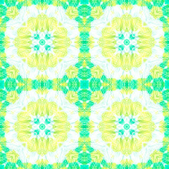 Watercolor Seamless Arabesque Tile Design.