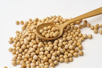 Chickpeas. A handful of chickpea isolated on a white background.