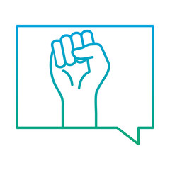 raised fist hand in bubble degraded style icon design, Manifestation human rights and protest theme Vector illustration