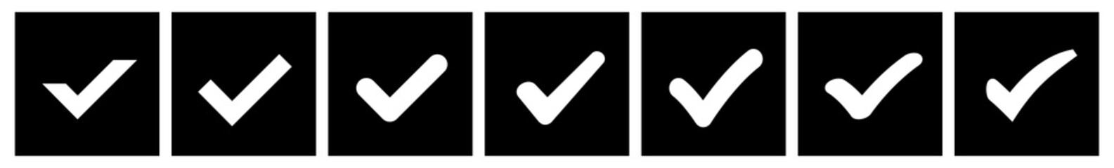 Check Mark Checkbox Square Icon Black | Checkmark Illustration | Tick Symbol | Voting Logo | Approved Sign | Isolated | Variations