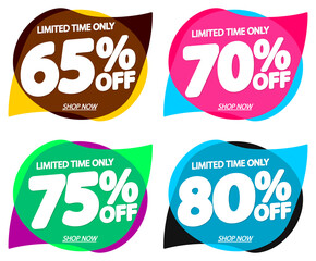 Set Sale bubble banners design template, discount tags, vector illustration