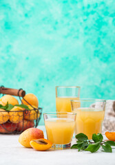 Apricot juice in glass. Healthy drink