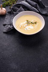 Healthy vegan cauliflower cream soup