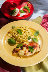 Caprese Chicken Pesto Pasta