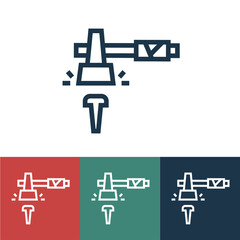 Linear vector icon with hammer nail