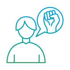 man with raised fist hand in bubble degraded style icon design, Manifestation human rights and protest theme Vector illustration