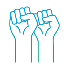 Fototapeta premium raised fist hands degraded style icon design, Manifestation human rights and protest theme Vector illustration
