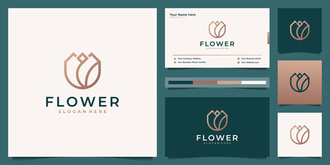 flower rose luxury beauty salon, fashion, skincare, cosmetic, yoga and spa products. logo design and business card