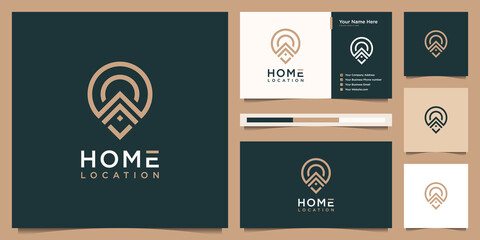 Luxury home and pin location logo design inspiration