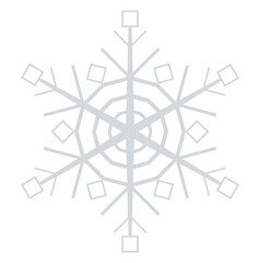 geometric polygonal snowflake isolated on white background, 3d render