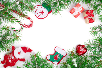 Fototapeta na wymiar Christmas Christmas frame decorated isolated on white background with copy space for your text