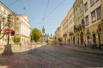 Obraz premium Lviv City Old Architecture in the autumn season