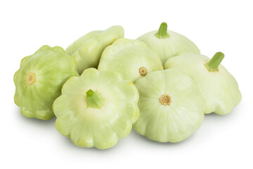 green pattypan squash isolated on white background, Clipping path and full depth of field