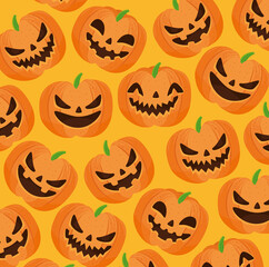 happy halloween background with scary pumpkins vector illustration design