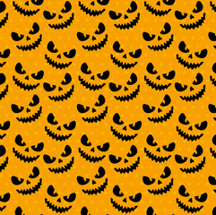 background of happy halloween with scary faces vector illustration design