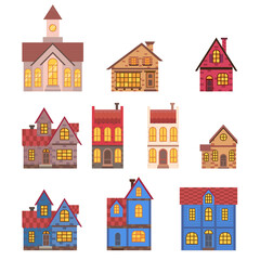Cartoon houses collection vector illustration