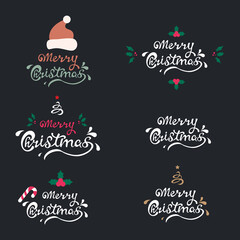 Merry Christmas  typographic emblems set Vector logo, text