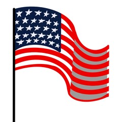 American flags set on a white background. USA patriotic illustration. USA flag in hand. election Day