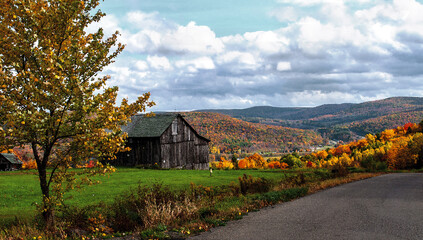 Looking down on Windsor NY during a beautiful Autumn Day.  Done with a water color effect. © Chet Wiker