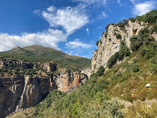 Fototapeta na wymiar View of the Congosto de Ventamillo Gorge hiking trail. Ribagorza, Huesca, Aragon, Spain