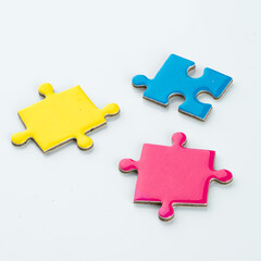 multi-colored puzzle pieces close-up