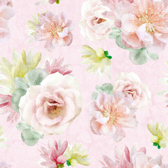 Romantic Floral Bouquet Seamless Pattern 