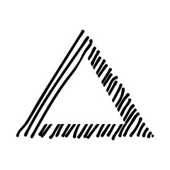 Scribble hatching along the rim frame triangle. Hand drawn symbols. Sketches shaded and hatched badges and stroke shapes. Monochrome vector design elements. Isolated illustration