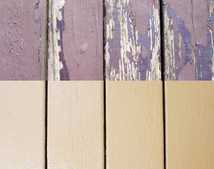 wood deck beams - old and painted